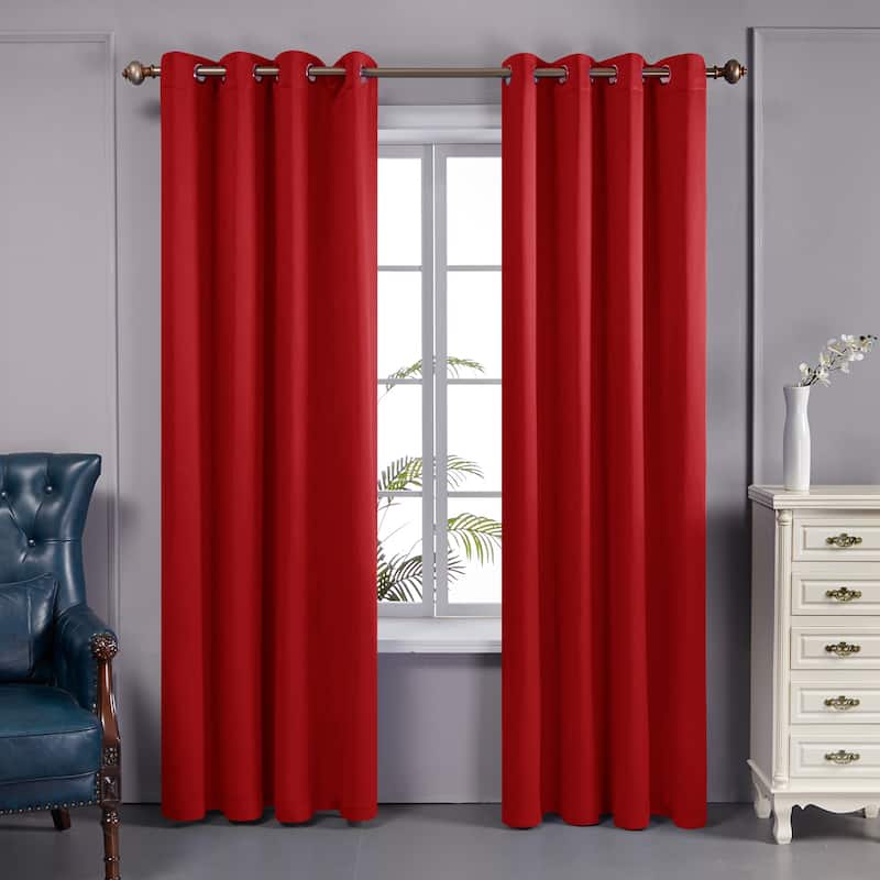 Deconovo 100 Percent Blackout Double Layers Lined Curtain (2 Panel) - 52x108 Inch - Red