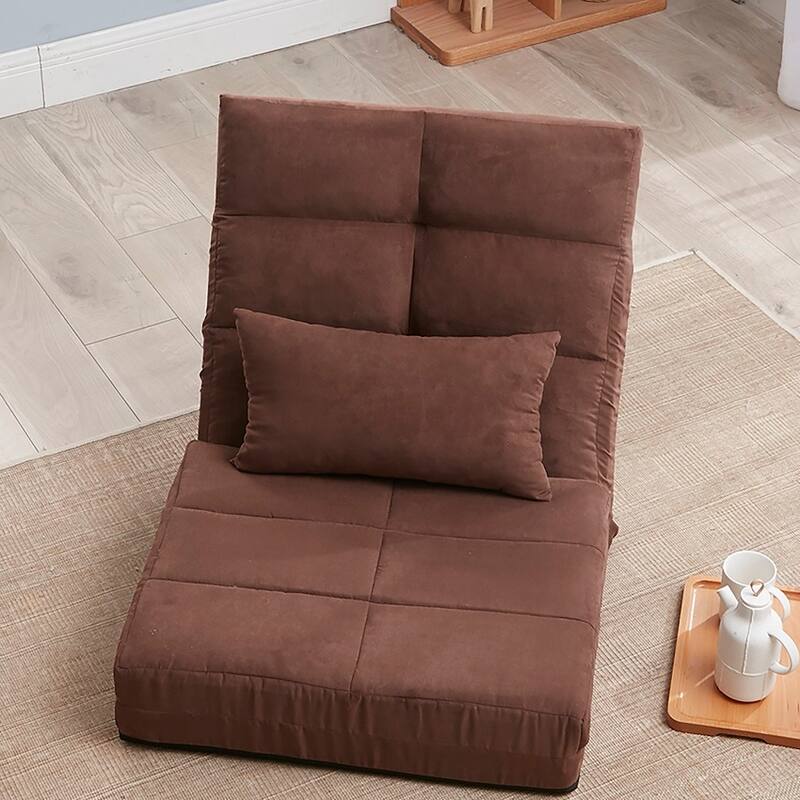 Triple Fold Down Sofa Bed, Adjustable Floor Couch Sofa with One Pillow, 5 Reclining Position