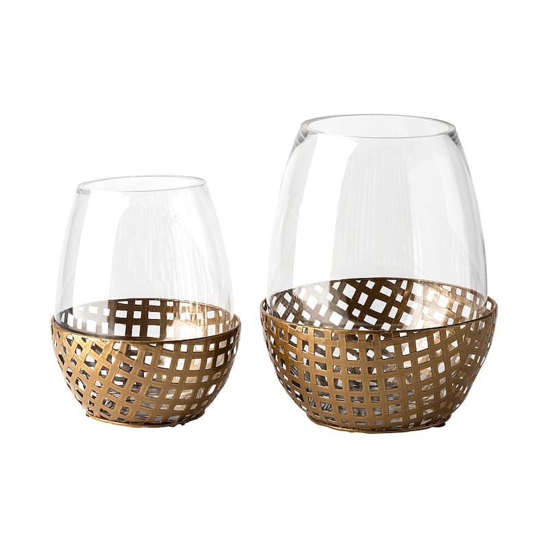 Reena I Small Black Woven Metal Base Table Candle Holder