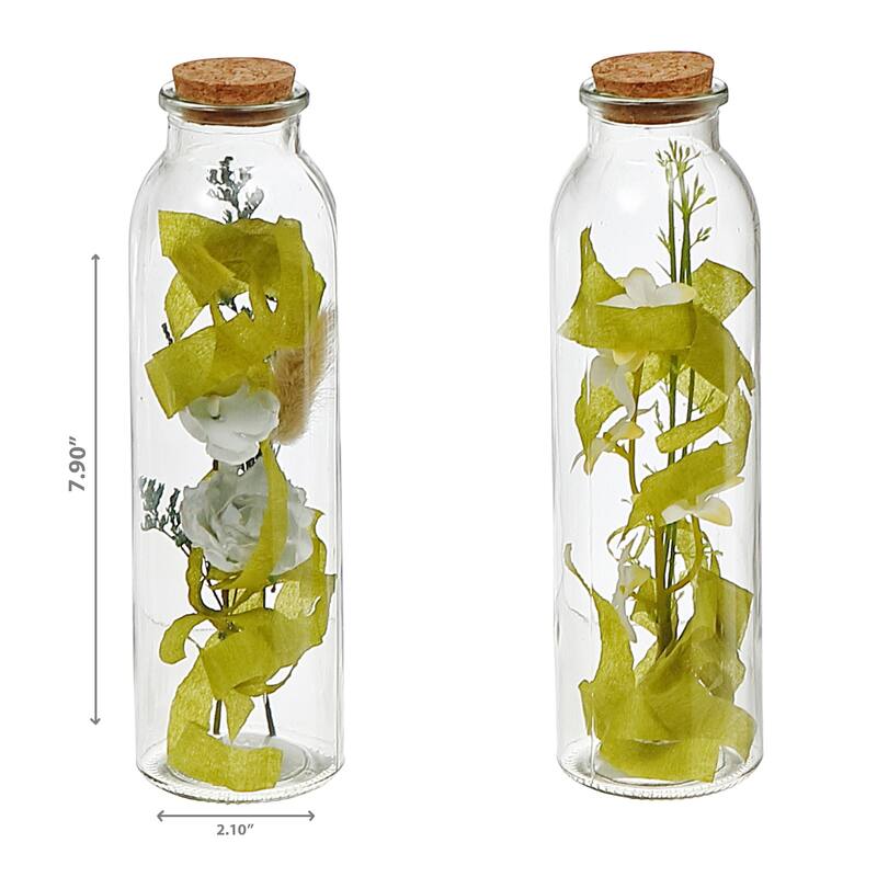 IH Casa Decor Dried Floral Arrangement In Glass Tube Asstd - Set of 2