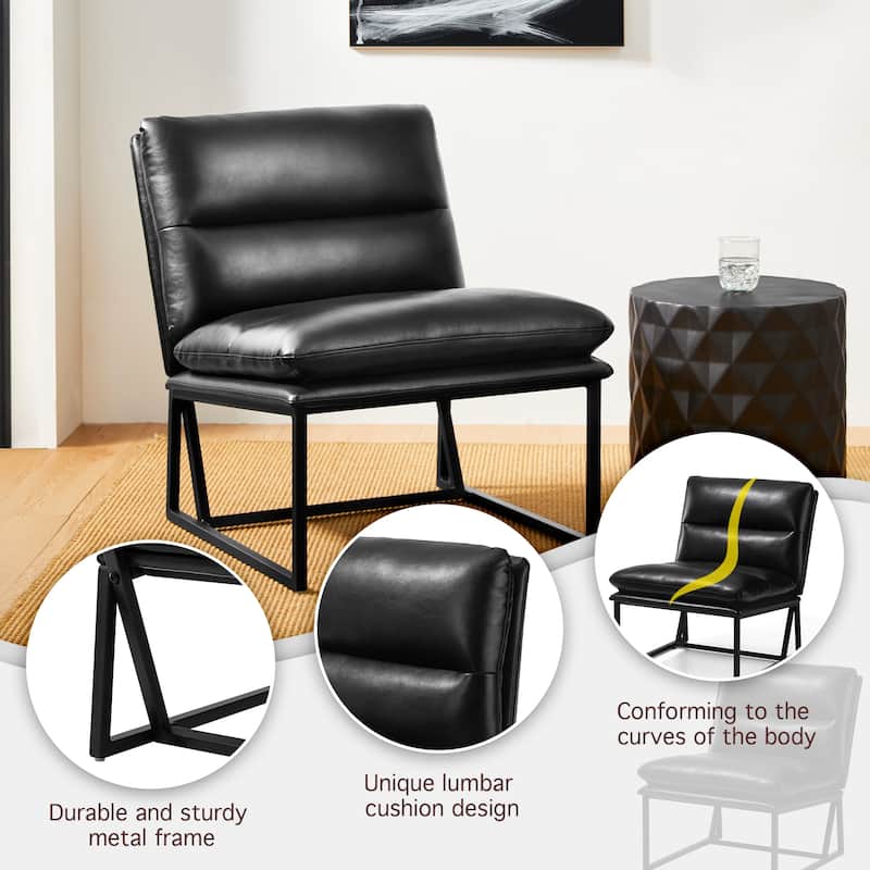 Glitzhome Set of 2 30.25"H Modern Ergonomic PU Accent Armless Chair