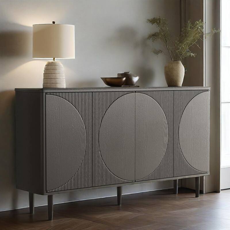 Walnut Kitchen Pantry Cabinet with 6-Tier Storage Shelves and Metal Handle - 59.44”L x 14.17”W x 33.85”H