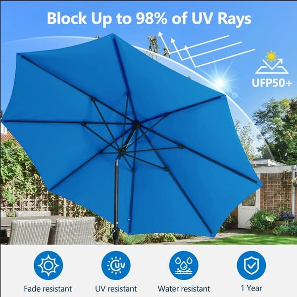 11 foot tilt patio umbrella Outsunny 11ft Cantilever with Base Offset Crank Brown coated steel pole and reinforced ribs 11' Auto Tilt Market Umbrella