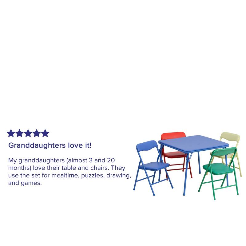 Kids Colorful 5piece Folding Table and Chair Set On Sale Bed Bath