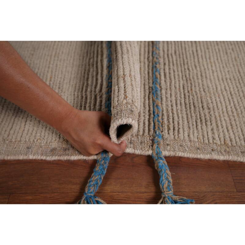 Earth Tone Moroccan Modern Rug Hand-Knotted Contemporary Wool Carpet - 7'9"x 11'8"