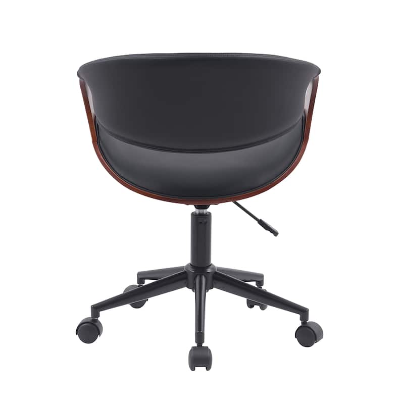Porthos Home Elio Faux Leather Mid Century Office Chair with Black Metal Base