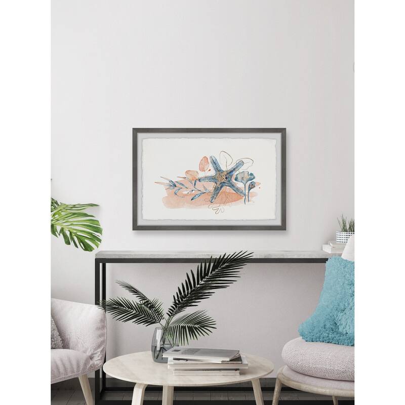 Starfish on Seaweed Framed Wall Art, Coastal Serenity - Tranquil Ocean-Inspired Wall Décor