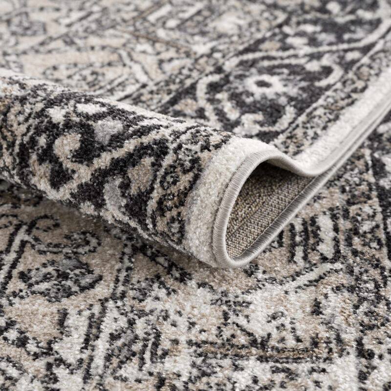 Hauteloom Cabacungan Hallway, Kitchen Machine Washable Runner Rug - Black, Taupe, Peach - 2'7" x 7'3"