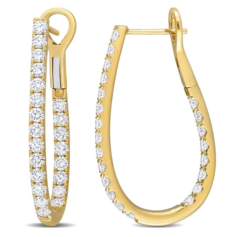 Miadora 2-5/8ct TDW Diamond Inside-Outside Cuff Earrings in 14k Yellow Gold