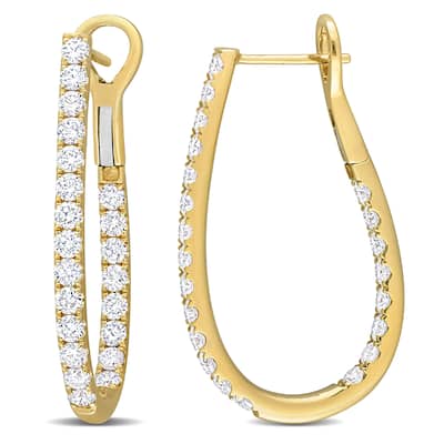 Miadora 2-5/8ct TDW Diamond Inside-Outside Cuff Earrings in 14k Yellow Gold