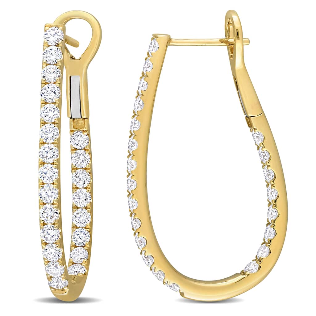 Miadora 2-5/8ct TDW Diamond Inside-Outside Cuff Earrings in 14k Yellow Gold