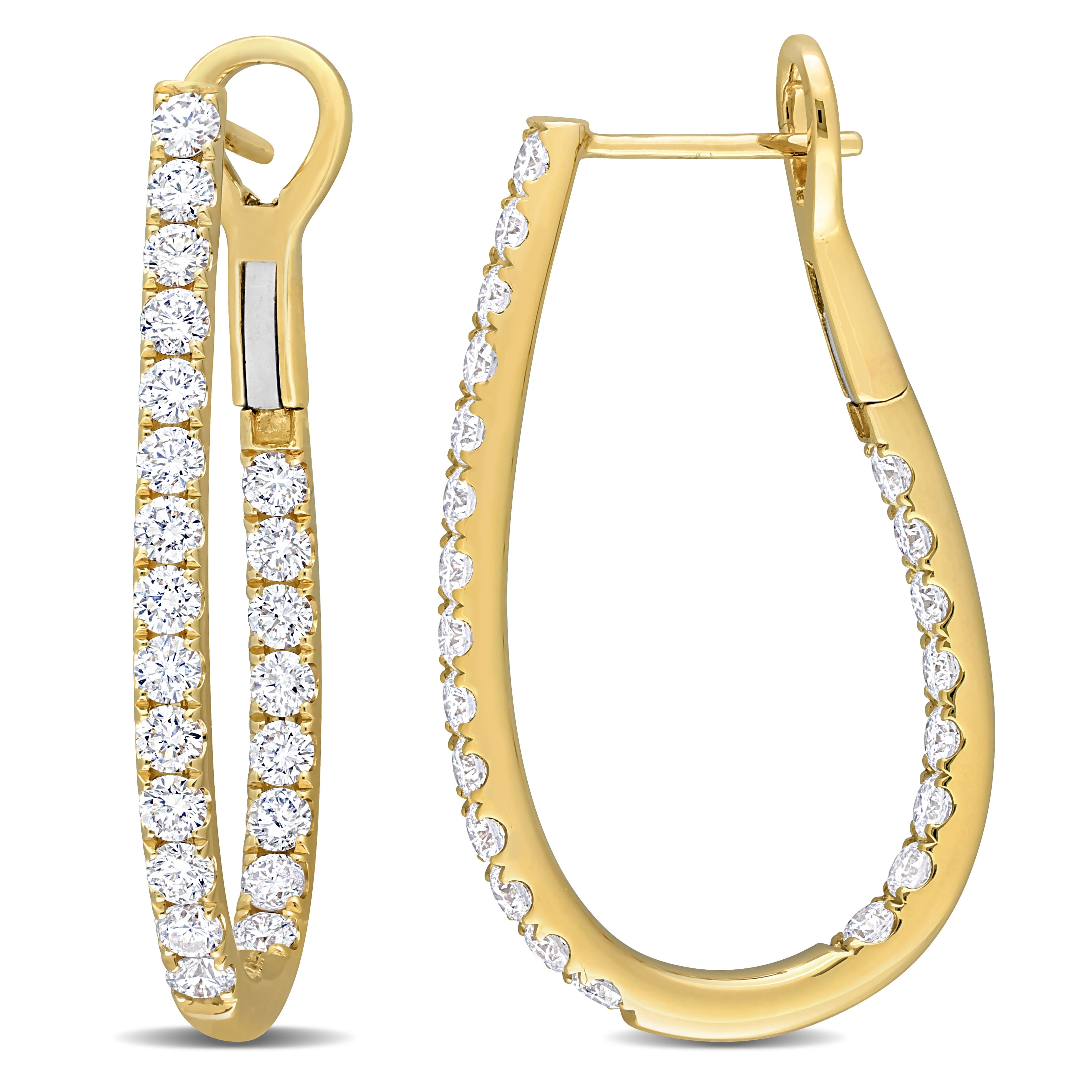 Miadora 2-5/8ct TDW Diamond Inside-Outside Cuff Earrings in 14k Yellow Gold