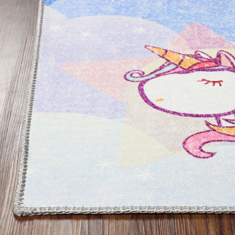 Unicorn Rainbow Colorful Playroom Indoor Area Rug by Superior