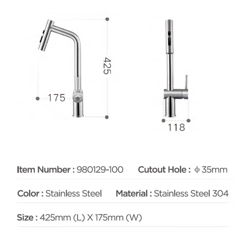 HIGOLD Kitchen Faucet with Pull Down Sprayer, Cold & Hot Water Function
