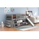 preview thumbnail 9 of 7, Gray Twin Pine Low Loft Bed with Bookcases, Drawers, Convertible Ladder, Slide