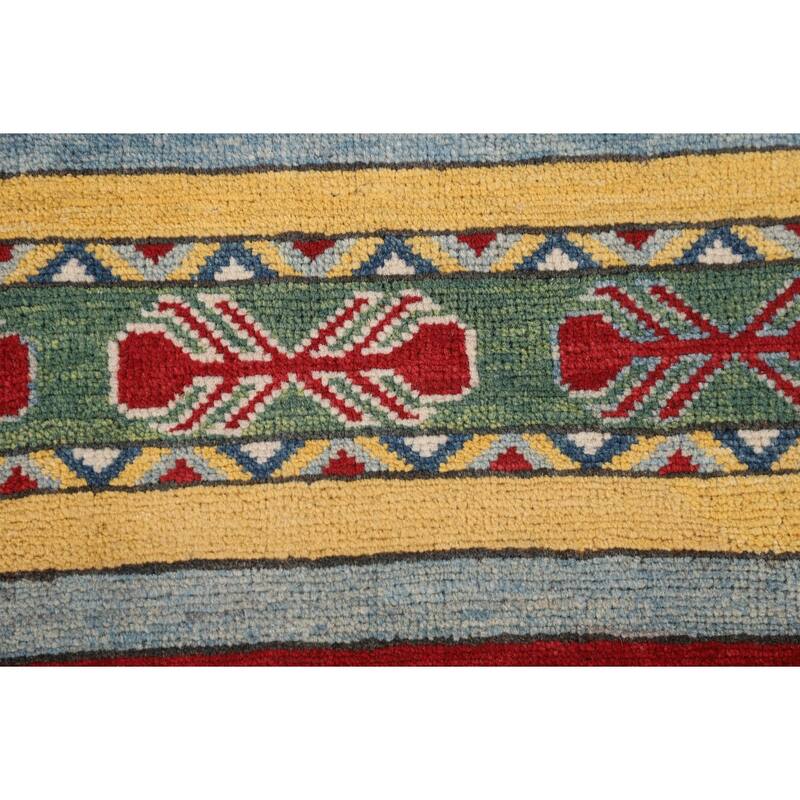 Striped Oriental Kazak Area Rug Hand-Knotted Wool Carpet - 6'7" x 9'9"
