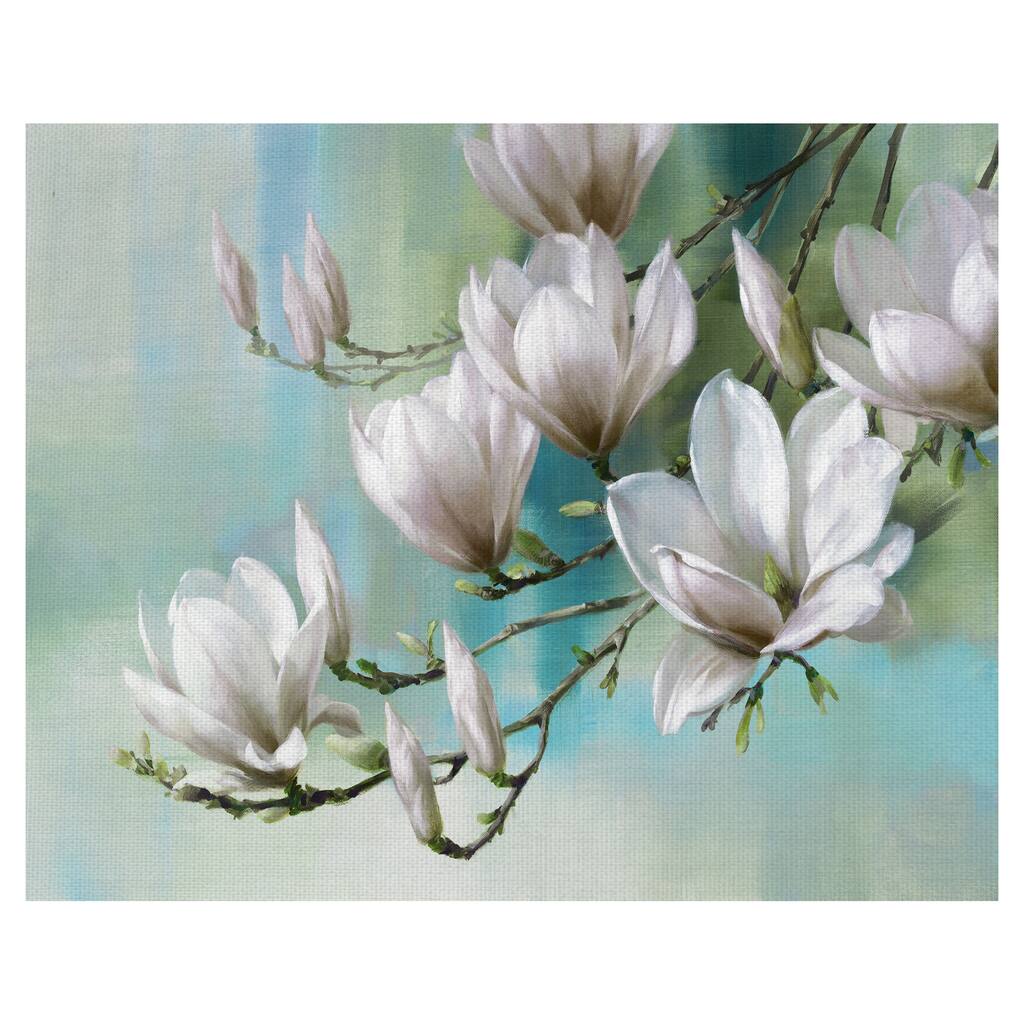 Magnolia Morning Teal by Rogier Daniels Canvas Art Print