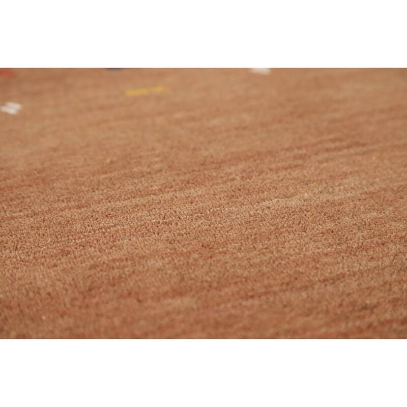 Hand Knotted Oriental 100% Wool Carpet Tribal Animal Pictorial Brown Gabbeh Area Rug - 5' 10'' X 4' 0''