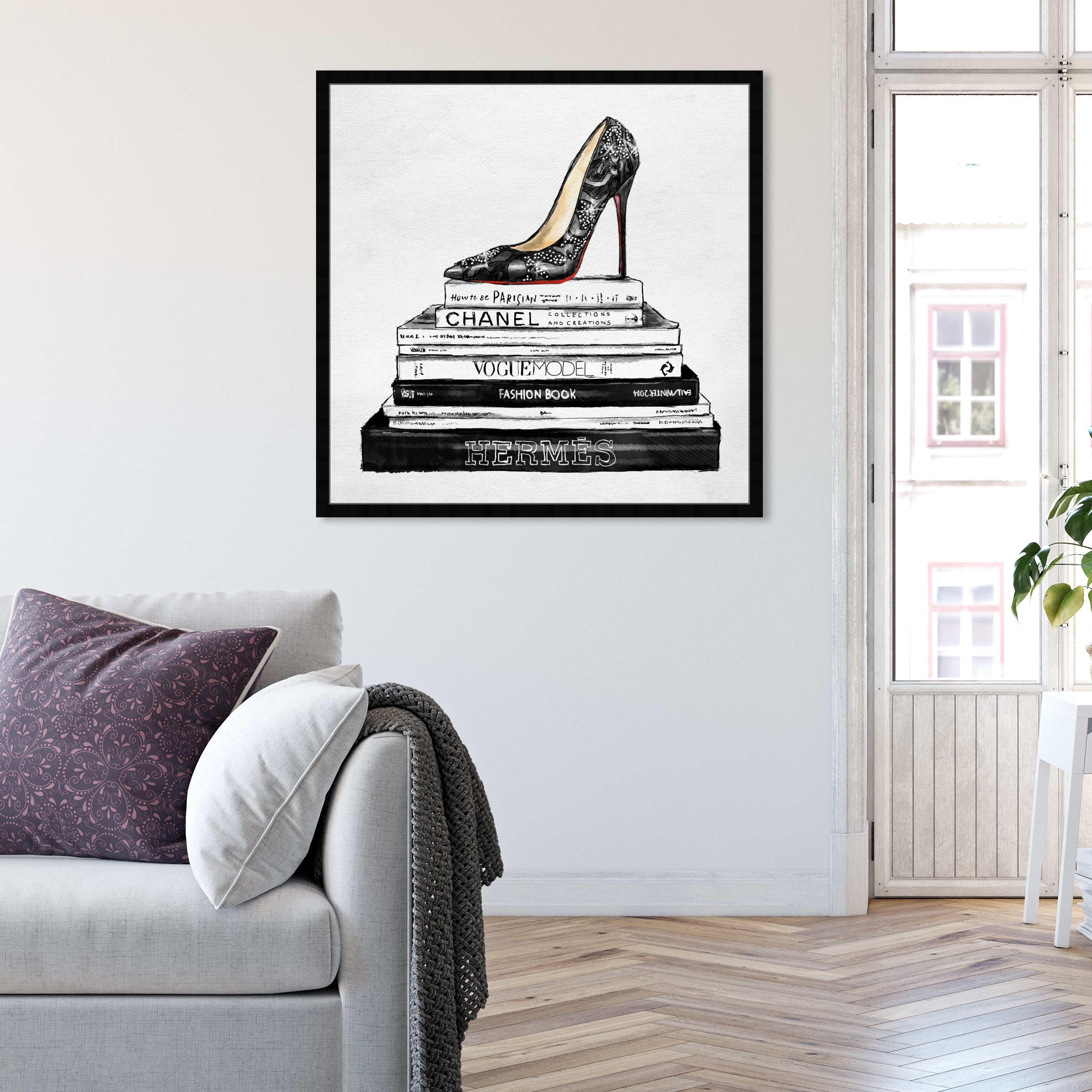 Oliver Gal 'Clear Fashion Thoughts Night' Fashion and Glam Framed Wall Art  Prints Shoes - Black, Gold - Bed Bath & Beyond - 31288720