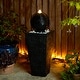 preview thumbnail 3 of 39, Glitzhome 31.75"H Polyresin Sphere Pedestal Outdoor Fountain With Pebbles Pump LED Light