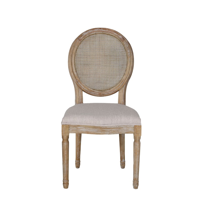 Epworth Wooden Dining Chair with Wicker and Fabric Seating (Set of 2) by Christopher Knight Home