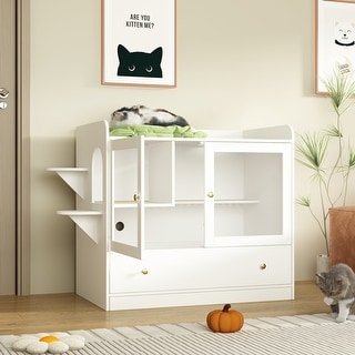 Stylish Cat Furniture Cat Litter Box Enclosure and Versatile Cat House ...