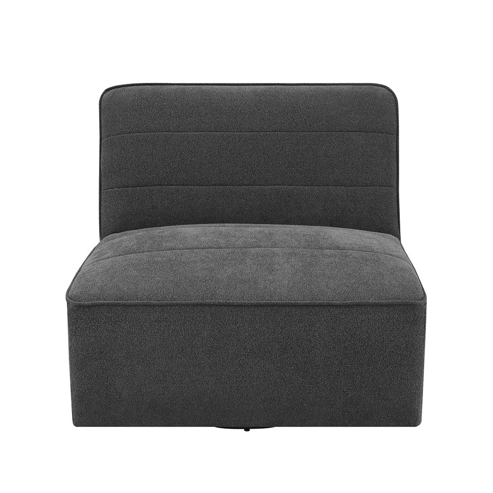 Upholstered Swivel Armless Chair in Dark Charcoal