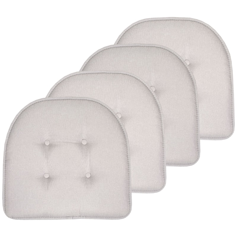 Sweet Home Collection Solid Color U-Shaped Memory Foam Chair Cushions - 16"x17" - Set of 4 - Light Gray
