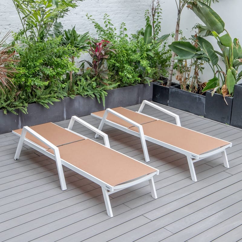 Marlin Adjustable Aluminum Patio Lounge Chair with UV-Protected Breathable Mesh Sling and Armrests, Fully Reclining