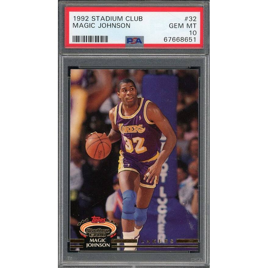 Magic Johnson 1992 Topps Stadium Club Basketball Card #32 Graded PSA 10 - 8'6" x 11'6"