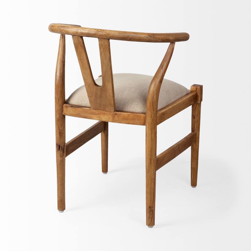 Trixie Cream Fabric Seat With Medium Brown Solid Wood Frame Dining Chair - 20"W x 24"D x 31"H