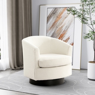 Ouyessir Modern Upholstery Swivel Barrel Chair with Metal Base - On ...