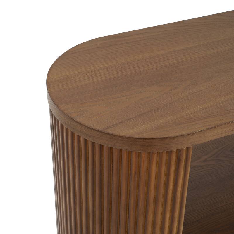 Curved Console Table 3-Tier Entryway Table with Open Storage Shelves, Narrow Side Sofa Table Foyer Table