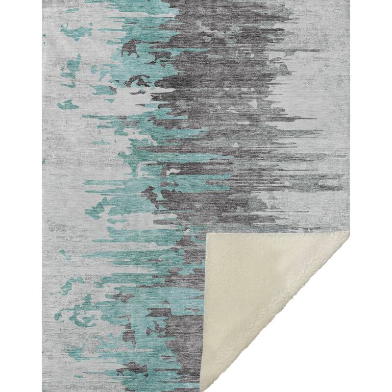 Premium Machine Washable Abstract Contemporary Sherpa Throw Blanket