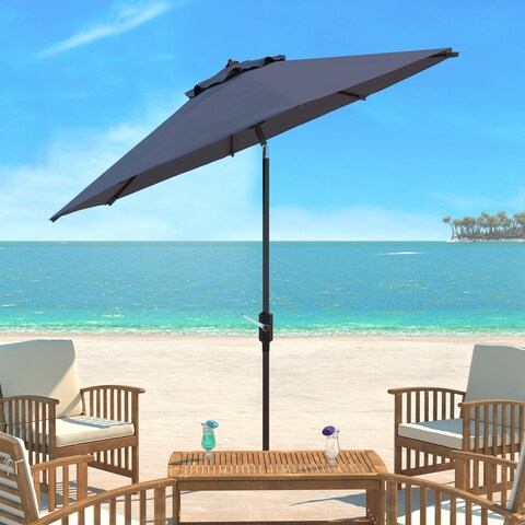 SAFAVIEH UV Resistant Ortega 9 ft. Auto Tilt Crank Taupe Umbrella, Base Not Included