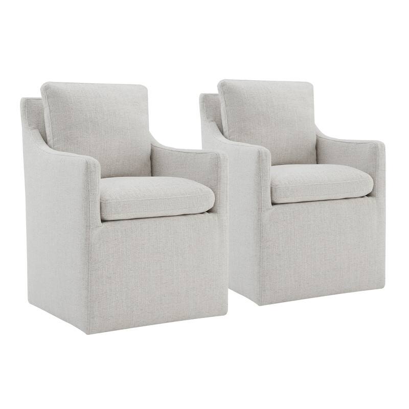 Hailey Dining Arm Chair with Caster Wheels Fabric Fully Assembled