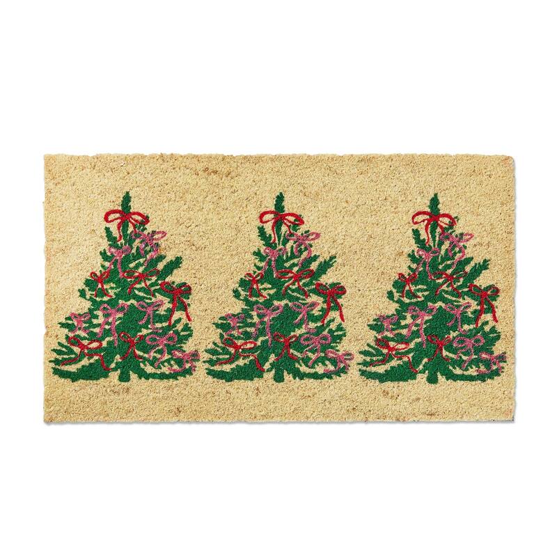 Bows Christmas Tree Pvc Coir Mat