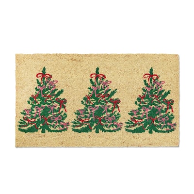 Bows Christmas Tree Pvc Coir Mat