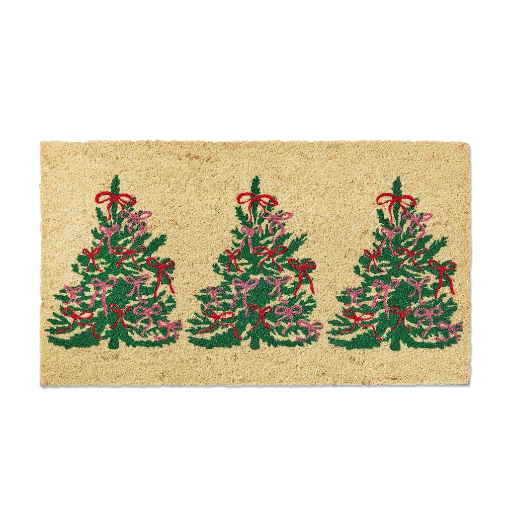 Bows Christmas Tree Pvc Coir Mat