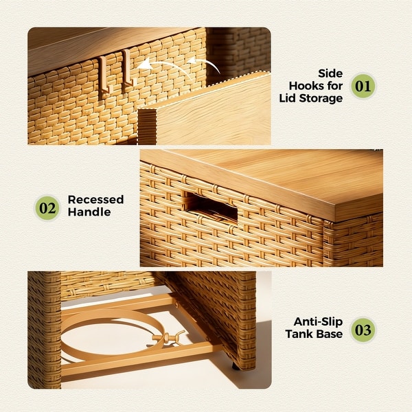 dimension image slide 0 of 7, MAISON ARTS Outdoor Sofa Set，All-Weather Solid Wood Wicker Sectional Furniture Set