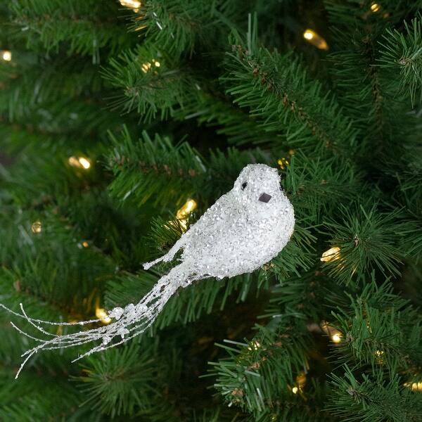 Shop 6 5 White And Silver Sequined Bird Christmas Ornament With