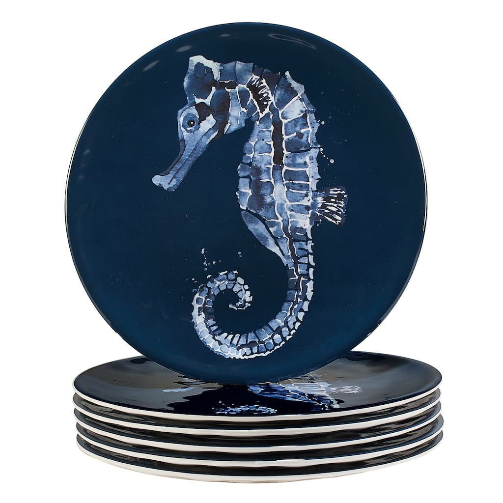Certified International Sea Life Melamine 9" Salad/Dessert Plates, Set of 6 - 9" Diameter x 1"