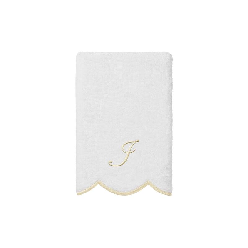 Authentic Hotel and Spa 100% Turkish Cotton Beige ADORNIA Scallop Personalized 3 Piece Towel Set - 3 Piece Set