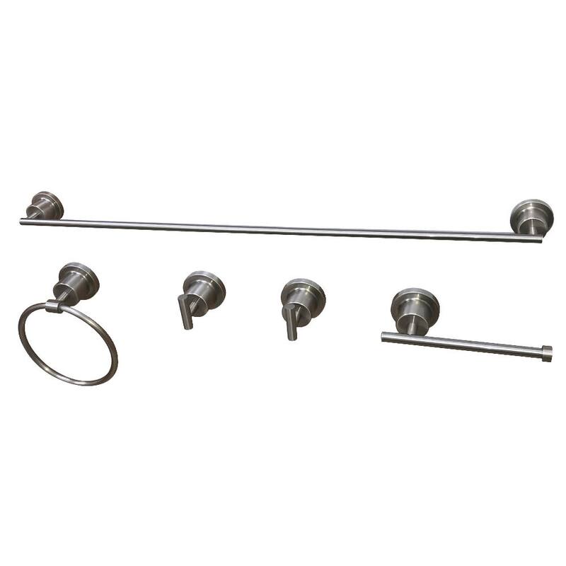 Kingston Brass Concord 5 Piece Bathroom Package with Towel Bar, Dual - Brushed Nickel