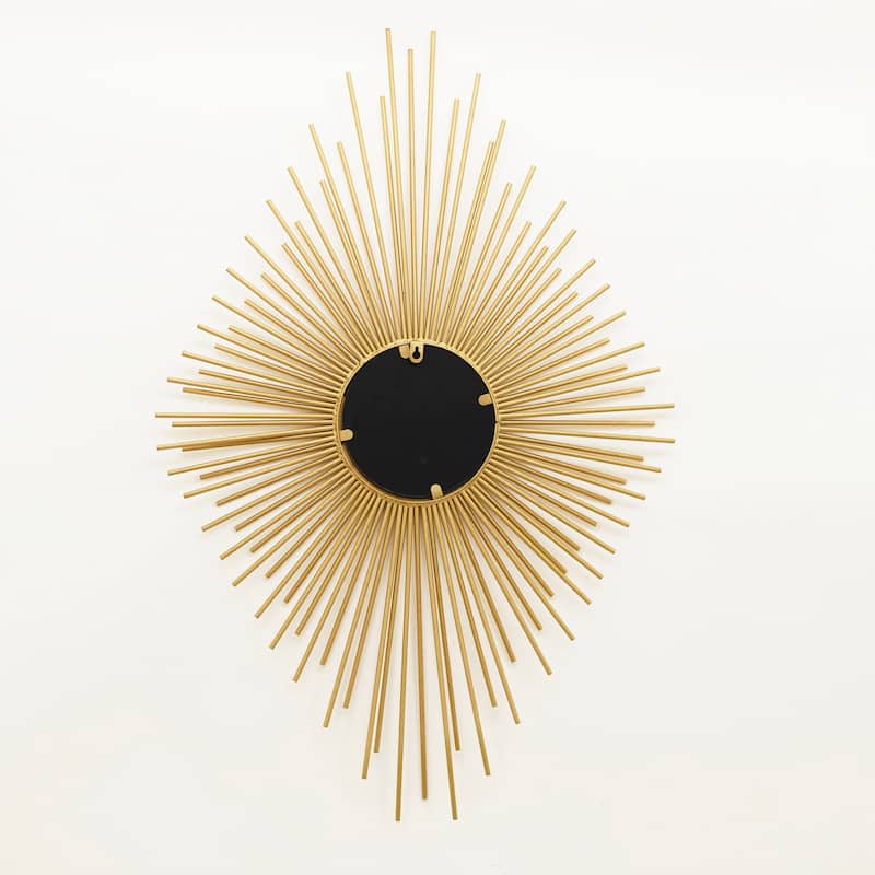 Metal Sunburst Wall Mirror, Diamond Shaped Champagne Gold Wall Mirror