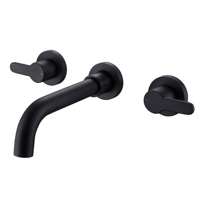Modland Wall-Mounted Modern Bathroom Sink Faucet Double Handle 3 Hole with Valve