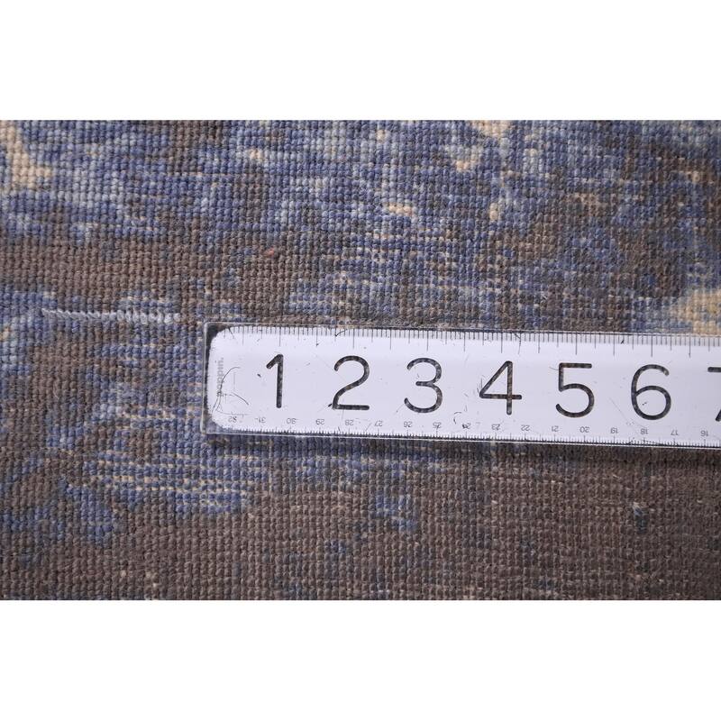 Abstract Modern Area Rug Handmade Blue Wool Carpet - 5'4" x 7'6"