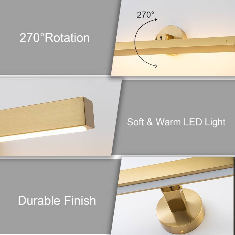 24" Mid-Century Modern Dimmable LED Bathroom Vanity Light Picture Light Art Lights for Wall - 24" W × 6.9" D × 4.7" H