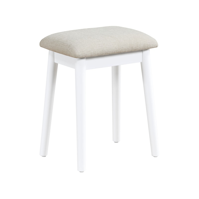 Beautiful White Finish Vanity Dresser with Mirror and Stool