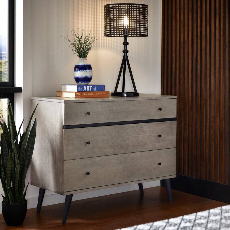 Noe Mid-Century Grey Finish 3-Drawer Dresser by iNSPIRE Q Modern